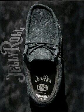 New Limited Edition Hey Dude x Jelly Roll Wally "Black Ink" slip-on